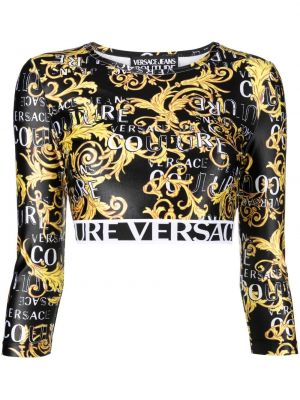Kροπ τοπ με σχέδιο Versace Jeans Couture μαύρο