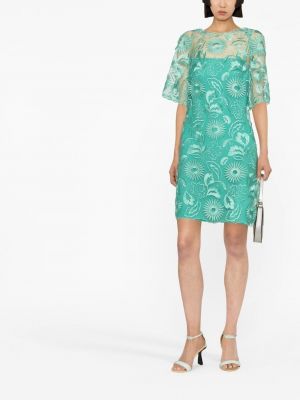 Sukienka mini w kwiatki Alberta Ferretti zielona