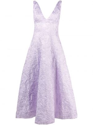 Žakardinis gėlėtas vakarinė suknelė v formos iškirpte Philosophy Di Lorenzo Serafini violetinė