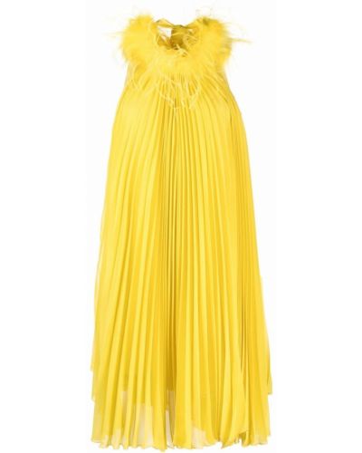 Vestido de cóctel con plumas de plumas Styland amarillo