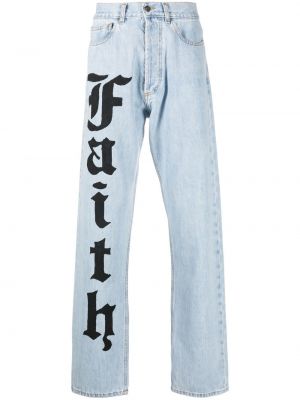 Straight leg jeans con stampa Faith Connexion blu