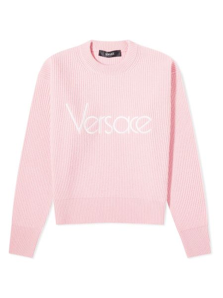 Трикотажный свитер Versace розовый