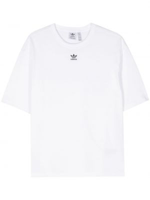 Bavlněné tričko s výšivkou Adidas bílé