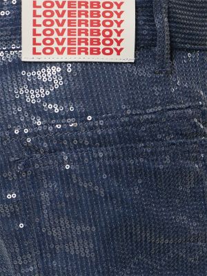 Jeansy bawełniane z wiskozy Charles Jeffrey Loverboy niebieskie