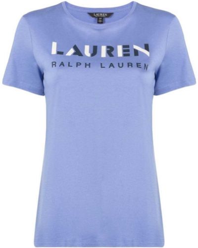 Koszulka z nadrukiem Lauren Ralph Lauren niebieska