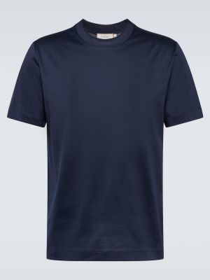 Памучна тениска от джърси Canali синьо