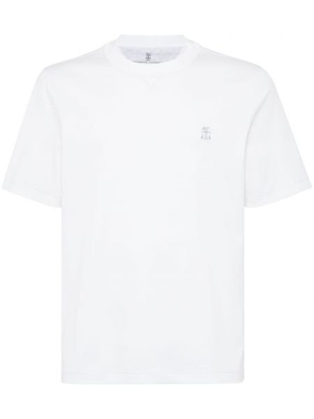 T-shirt brodé Brunello Cucinelli blanc