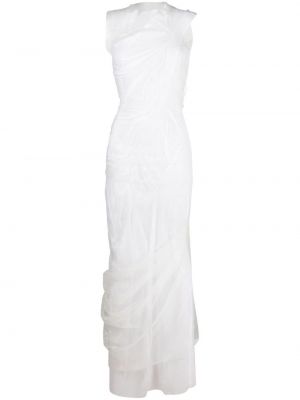 Tylové průsvitné mini šaty s krátkými rukávy Maison Margiela - bílá