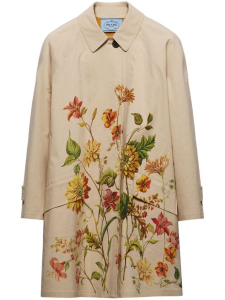 Long manteau en coton Prada blanc