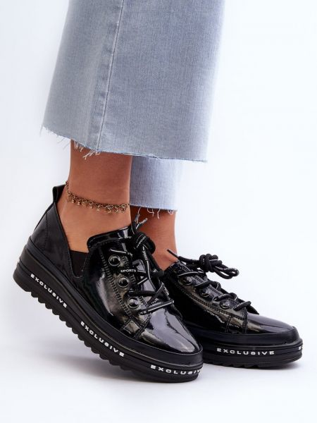 Pantofi cu șireturi din piele cu platformă Kesi negru