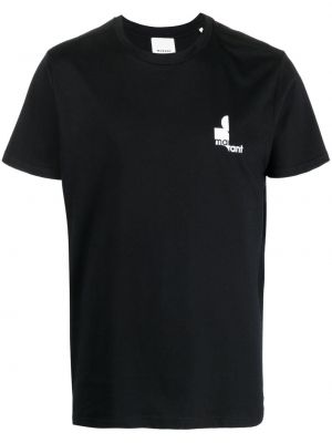 Bavlněné tričko s potiskem Isabel Marant černé