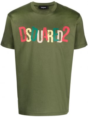 Памучна тениска с принт Dsquared2 зелено