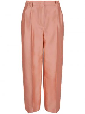 Pantaloni de mătase Giorgio Armani portocaliu