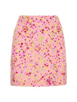 Žakárové květinové mini sukně s potiskem Rotate růžové