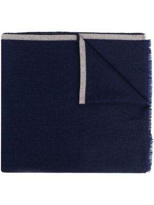 Echarpe à franges en laine Brunello Cucinelli bleu
