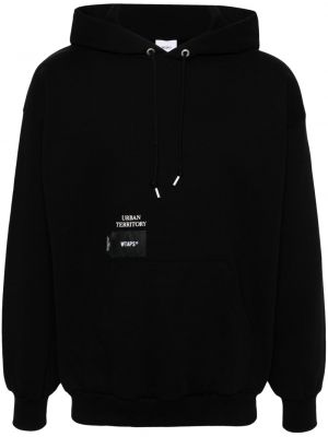 Raštuotas medvilninis džemperis su gobtuvu Wtaps juoda