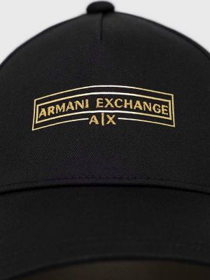 Чорна бавовняна кепка з аплікацією Armani Exchange