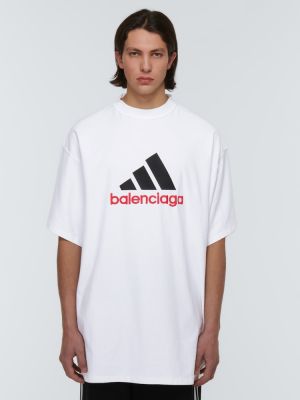 Oversize памучна тениска Balenciaga бяло