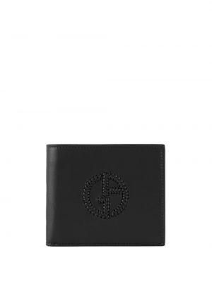 Leder geldbörse mit stickerei Giorgio Armani schwarz