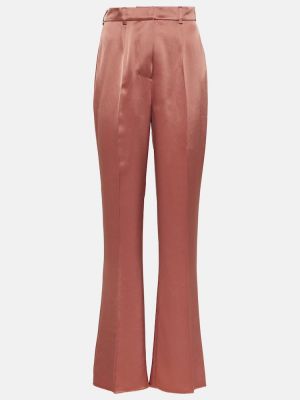 Saténové rovné kalhoty s vysokým pasem Nanushka hnědé