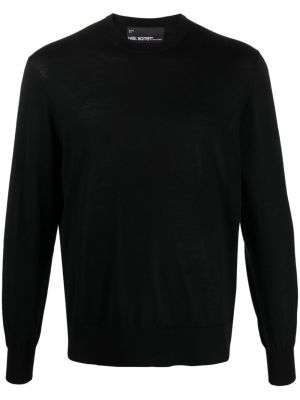 Vlněný svetr s výšivkou Neil Barrett černý
