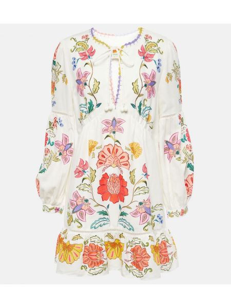 Lanena haljina s cvjetnim printom Farm Rio bijela