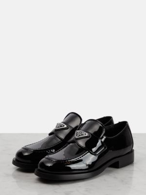 Lakované kožené loafers Prada černé