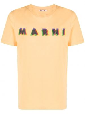 T-shirt en coton à imprimé Marni orange