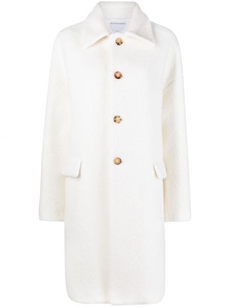 Fleece μακρύ παλτό με κουμπιά Bottega Veneta λευκό