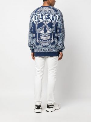 Sweatshirt aus baumwoll mit print Philipp Plein blau