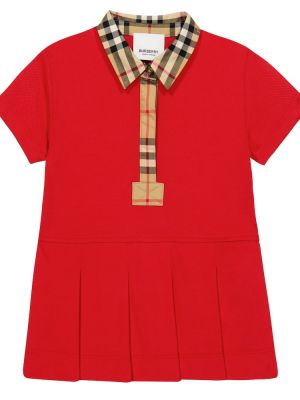 Plissert bomull dress for jenter Burberry Kids rød