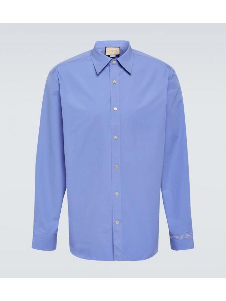 Памучна риза Gucci синьо