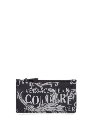 Cipzáras bőr pénztárca Versace Jeans Couture fekete