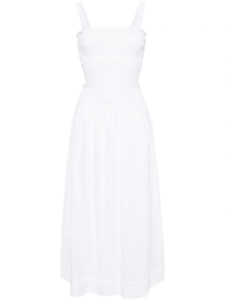 Λινή μίντι φόρεμα Faithfull The Brand λευκό