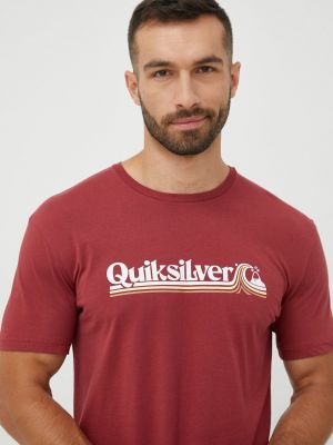 Bavlněné tričko s potiskem Quiksilver červené