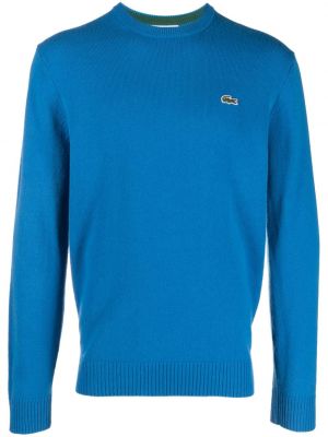 Volneni pulover z vezenjem Lacoste modra