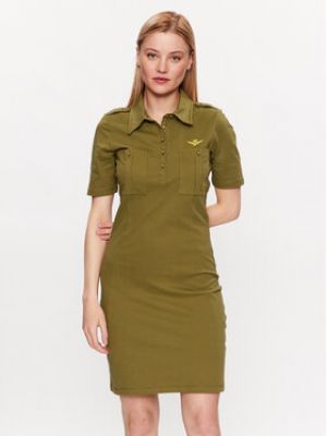 Slim fit šaty Aeronautica Militare zelené