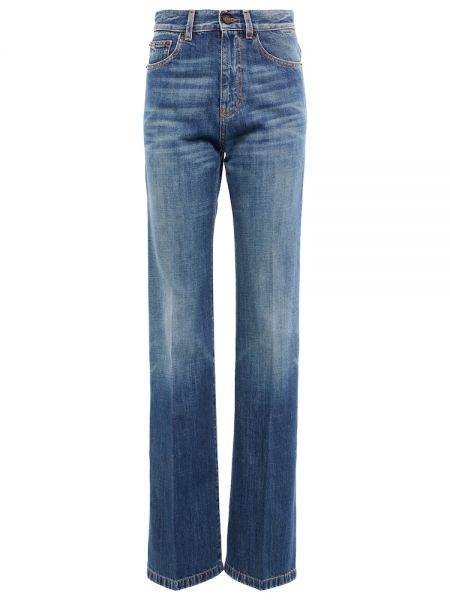Džínsy s rovným strihom s vysokým pásom Saint Laurent modrá