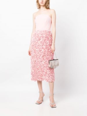 Květinové večerní šaty s výšivkou Marchesa Notte růžové