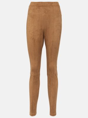 Pantaloni in pelle scamosciata slim fit Max Mara beige