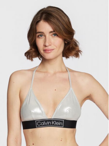 Plavky Calvin Klein Swimwear stříbrné