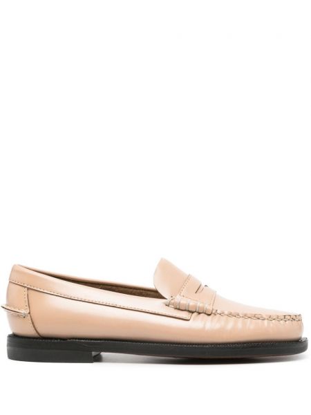 Pantofi loafer din piele cu toc Sebago bej