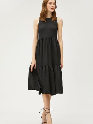 Midi haljina bez rukava s okruglim izrezom Koton crna
