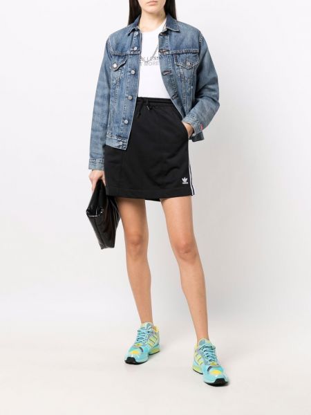 Falda con bordado de cintura alta de punto Adidas negro