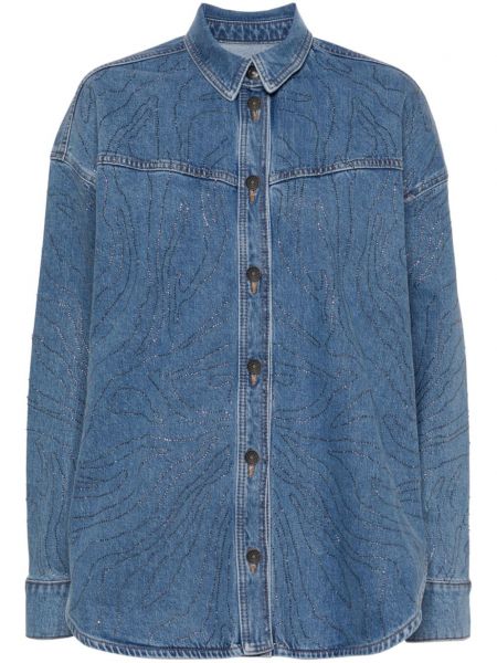 Chemise en jean à imprimé en cristal Rotate Birger Christensen bleu