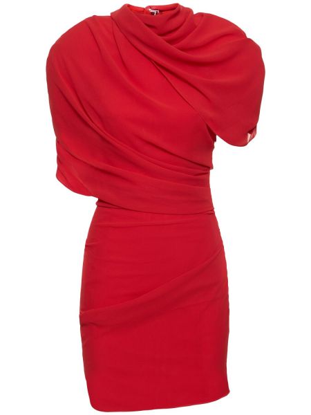 Czerwona satynowa sukienka drapowana Jacquemus