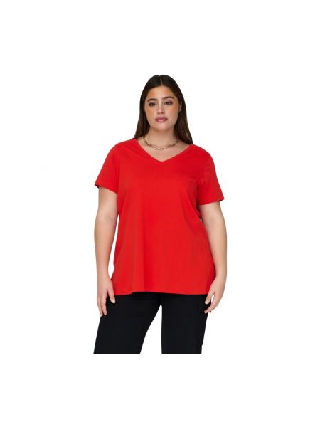 Hemd mit v-ausschnitt Only Carmakoma rot