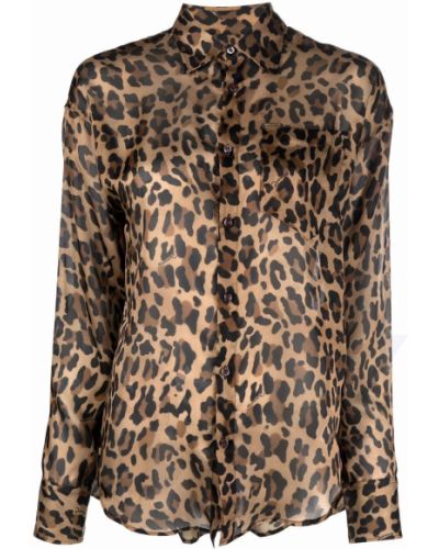 Camisa con botones con estampado leopardo Dsquared2