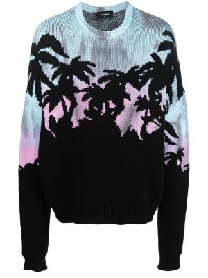 Žakarda džemperis ar tropisku rakstu Dsquared2 melns