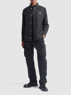 Spodnie cargo bawełniane Versace czarne